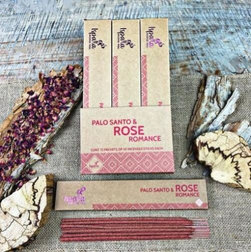 Romance by Ispalla - Palo Santo & Rose Incense - 12 packs 10 sticks per pack.