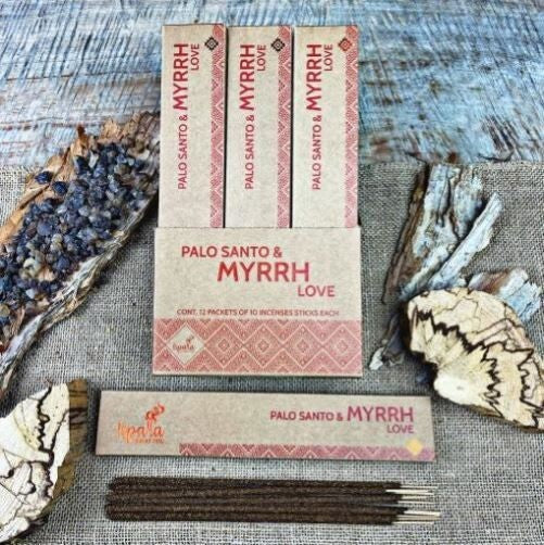 Love by Ispalla - Palo Santo & Myrrh Incense - 12 packs 10 sticks per pack.