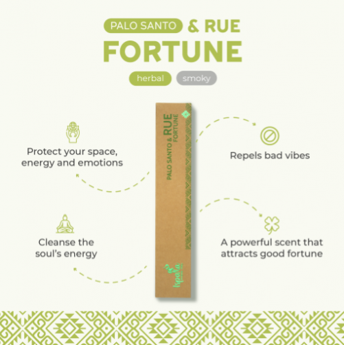 Fortune by Ispalla - Palo Santo and Rue Incense  - 12 packs 10 sticks per pack