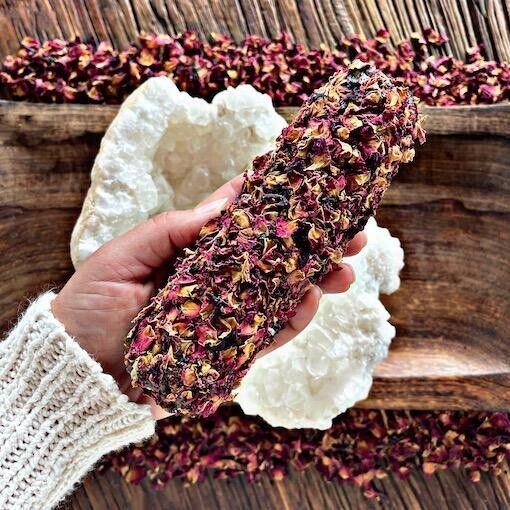 Hippie Days Rose Petal Encrusted Smudge Stick