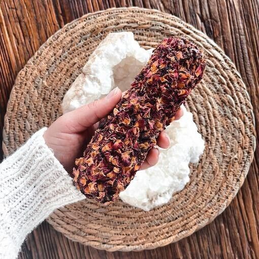 Hippie Days Rose Petal Encrusted Smudge Stick