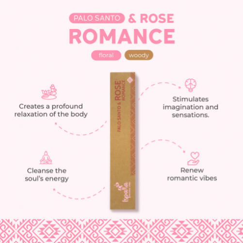 Romance by Ispalla -  Palo Santo & Rose Incense -  12 packs 10 sticks per pack.