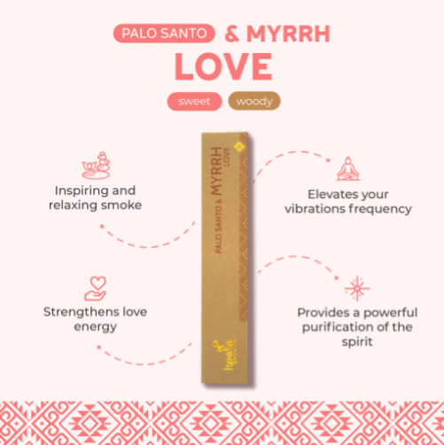 Love by Ispalla - Palo Santo & Myrrh Incense - 12 packs 10 sticks per pack.
